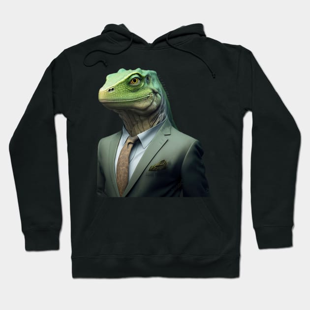 iguana in a suite Hoodie by coolstuff100